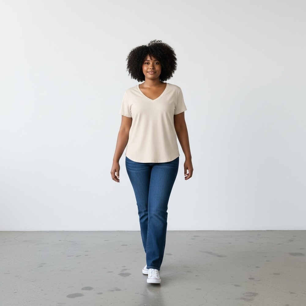 J. CREW Women's XXL Slub Cotton‎ Light Yellow V-neck Minimalist Short Sleeve Tee